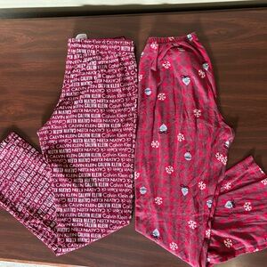 2 Pairs of Small PJ Pants – Calvin Klein & HUE Christmas Prints!